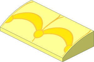 Slope Brick Curved  2 x  4 with Yellow Arches and Circles Pattern