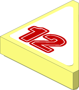 Tile  2 x  2 Triangular with Red "12" on White Background Right Sticker