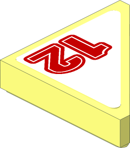 Tile  2 x  2 Triangular with Red "12" on White Background Left Sticker