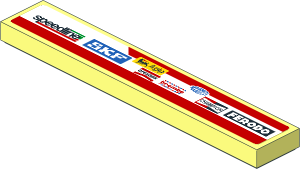Tile  1 x  6 with Logos in White Stripe on Red Background Right Sticker