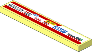 Tile  1 x  6 with Logos in White Stripe on Red Background Left Sticker