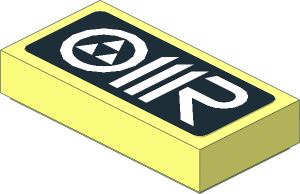 Tile  1 x  2 with White OMR Logo on Black Background Sticker
