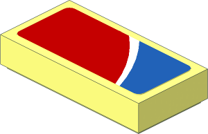 Tile  1 x  2 with White Blue Trapezoid on Red Background Right Sticker