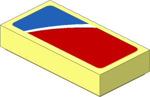 Tile  1 x  2 with White Blue Trapezoid on Red Background Left Sticker