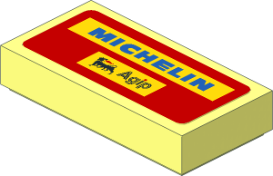 Tile  1 x  2 with Yellow Rects and Logos on Red Background Sticker