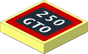 Tile  2 x  2 with Black "250 GTO" Licence Plate on Red Backgound Sticker