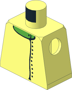 Minifig Torso with Jacket with Side Closure and Black Buttons over Bright Green Shirt Pattern