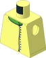 Minifig Torso with Jacket with Side Closure and Black Buttons over Bright Green Shirt Pattern