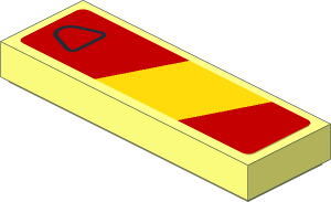 Tile  1 x  3 with Black Air Vent and Yellow Stripe on Red Background Right Sticker