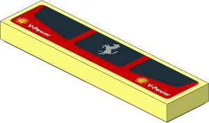 Tile  1 x  4 with Three Black Air Vents and Grey Horse on Red Background Sticker