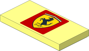 Tile  2 x  4 with Ferrari Rounded Badge on Red Background Sticker