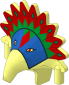 Minifig Headdress with Hooked Beak and Feathers with Blue, Red and Green Eagle Face Pattern