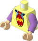 Minifig Torso with Arms and Hands with Vest over Medium Blue Shirt with Red and Yellow Wavy Striped Tie Pattern