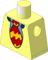 Minifig Torso with Vest over Medium Blue Shirt with Red and Yellow Wavy Striped Tie Pattern