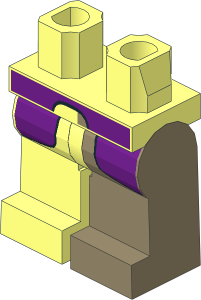 Minifig Hips and Legs with Long Dark Purple Vest with Dark Tan Leg Pattern