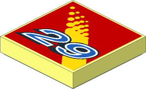 Tile  2 x  2 with Blue and White "29" on Yellow Stripe with Dot Fade Sticker