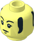 Minifig Head with Black Eyebrows and Sideburns, Chin Dimple, Neutral / Smiling 2-Sided Pattern