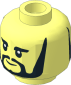 Minifig Head with Black Eyebrows, Sideburns and Goatee, Neutral / Smiling 2-Sided Pattern