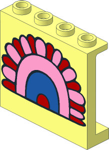 Panel  1 x  4 x  3 with Red, Bright Pink and Blue Rainbow Arc Pattern
