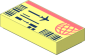 Tile  1 x  2 with Airline Ticket with Coral Header and Dark Blue Barcodes and Airplane Pattern