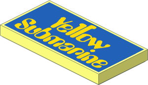 Tile  2 x  4 with "Yellow Submarine" on Blue Background Pattern