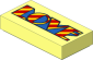 Tile  1 x  2 with Yellow, Red and Blue "LOVE" Pattern