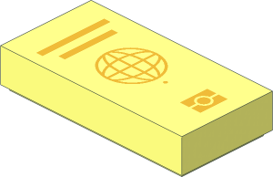 Tile  1 x  2 with Gold Passport Pattern