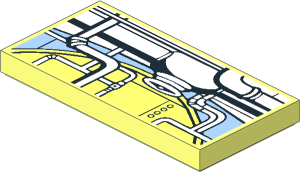 Tile  2 x  4 with Pipes and Fittings, Medium Blue and Bright Light Yellow Round Hatch Pattern