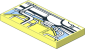 Tile  2 x  4 with Pipes and Fittings, Medium Blue and Bright Light Yellow Round Hatch Pattern