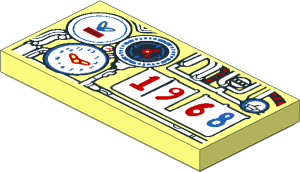 Tile  2 x  4 with Pipes, Gauges, Clocks and "1968" Pattern