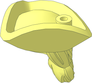 Minifig Hat Tricorne with Dual Moulded Long Hair with Ponytail
