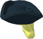 Minifig Hat Tricorne Black with Long Hair with Ponytail