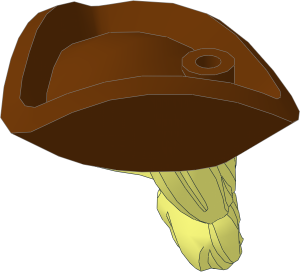 Minifig Hat Tricorne Reddish Brown with Long Hair with Ponytail