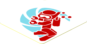 Sticker  1.8 x  1.7 with Red Diver on Sky Blue Wave Pattern