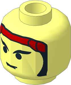 Minifig Head with Red Bandana, Black Eyebrows and Sideburns Pattern