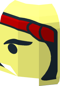 ~Minifig Head with Red Bandana, Black Eyebrows and Sideburns Pattern - Half
