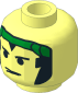 Minifig Head with Green Bandana, Black Eyebrows and Sideburns Pattern