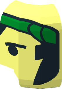 ~Minifig Head with Green Bandana, Black Eyebrows and Sideburns Pattern - Half