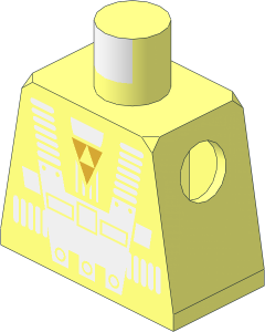 Minifig Torso with Blacktron I 2-Sided with Metallic Gold Logo Pattern