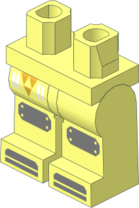Minifig Hips and Legs with Metallic Gold Blacktron I Logo and Metallic Silver Kneepads Pattern