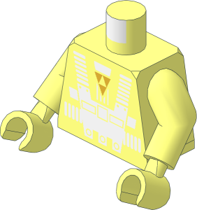 Minifig Torso with Arms and Hands with Blacktron I 2-Sided with Metallic Gold Logo Pattern