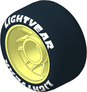 Wheel 13.4 x 24 with Rubber Black Integral Smooth Racing Tyre with White "LIGHTYEAR" Pattern