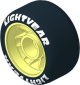 Wheel 13.4 x 24 with Rubber Black Integral Smooth Racing Tyre with White "LIGHTYEAR" Pattern