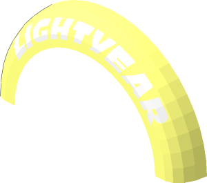 ~Wheel 13.4 x 24 Rubber Black Integral Smooth Racing Tyre Front with White "LIGHTYEAR" Pattern
