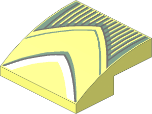 Slope Brick Curved  2 x  2 x  0.667 with Dress with Sand Green and White Trim and Striped Underdress Pattern