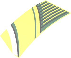 ~Slope Brick Curved  2 x  2 x  0.667 with Dress with Sand Green and White Trim and Striped Underdress Half Pattern