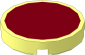 Tile  2 x  2 Round with Round Underside Stud with Dark Red Surface Sticker