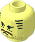 Minifig Head with Brown Moustache, Stubbles Black Sideburns, Wrinkles and Frown Pattern