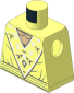 Minifig Torso with Dress with Triangle Panel with White and Silver Floral Motif, Sand Green Folds and Belt Pattern