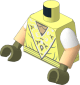 Minifig Torso with Dual Mould Arms and Hands with Dress with Triangle Panel with White and Silver Floral Motif, Sand Green Folds and Belt Pattern